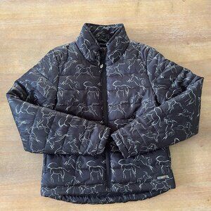 Pre-owned Kerrits Youth Horse Print Quilted Puffer Jacket, Size Small